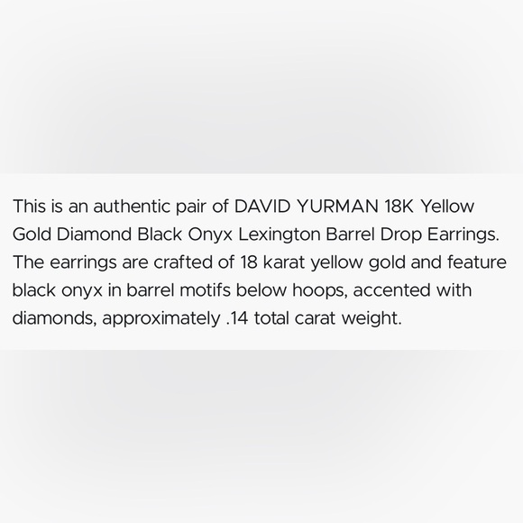 David Yurman Lexington Barrel Drop Earrings 18k 750 Onyx & Diamond - Picture 5 of 5